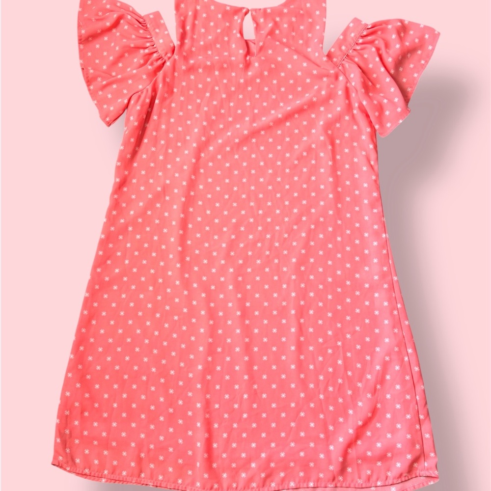 Pink Polka Dot Cold Shoulder Dress - Picture 3 of 4